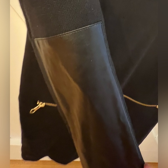 NWT JCrew Black Dress with Gold Accent Zippers and Faux Leather Cuffs - Picture 6 of 12